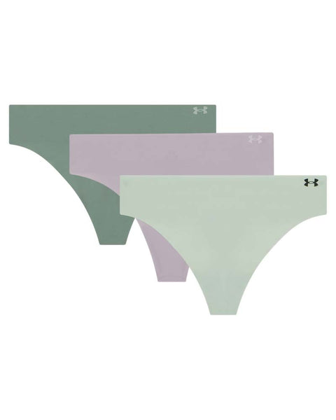 Pure Stretch No Show Thong Solid 3PK Gray Dawn