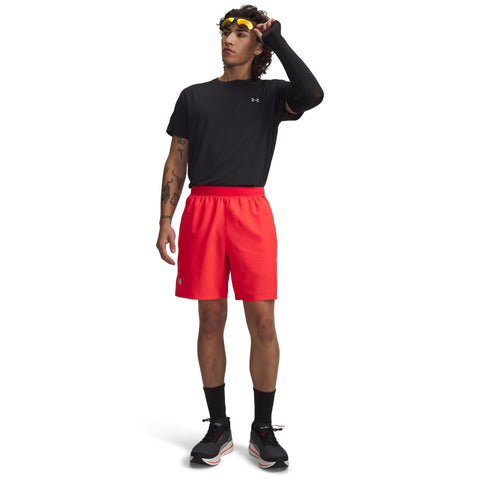 UA Launch 7'' Pantaloncini Racer Red | Nero | Riflettente